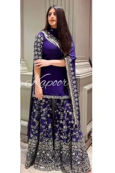 Latest Purple Sharara Suit Design For Wedding