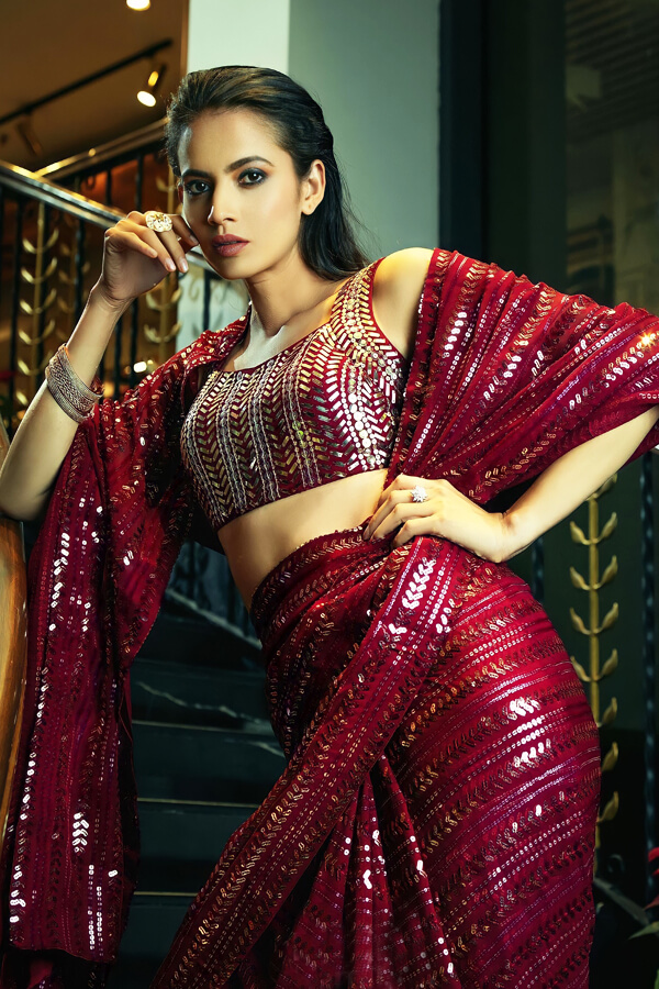 Bollywood style party wear sequin saree - Evilato Online Shopping