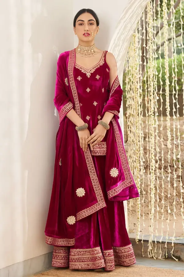 Pink Punjabi Sharara Suits For Wedding