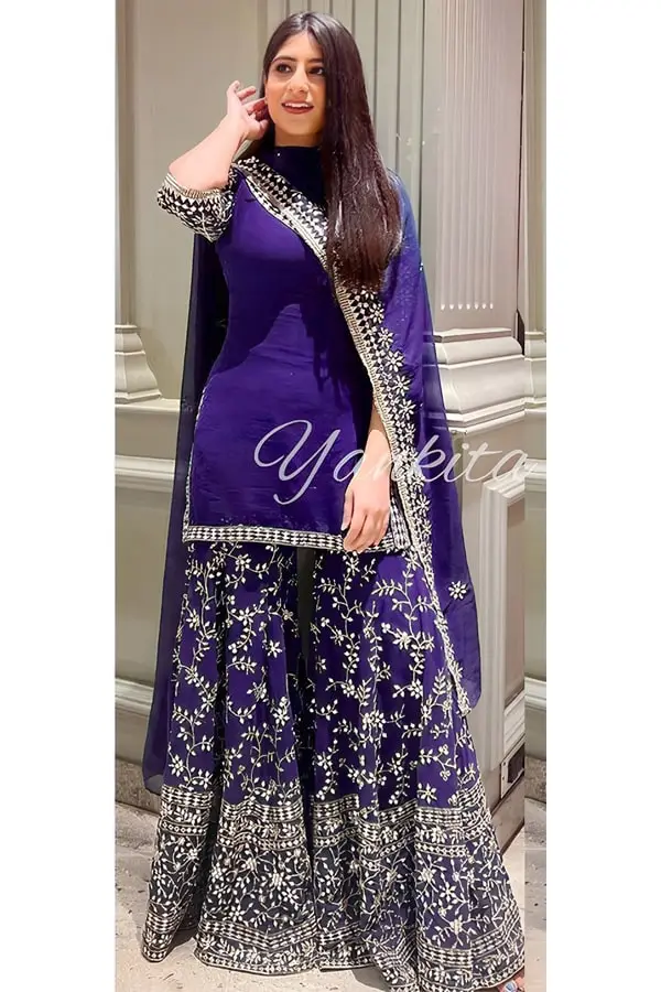 purple punjabi sharara suits online for wedding