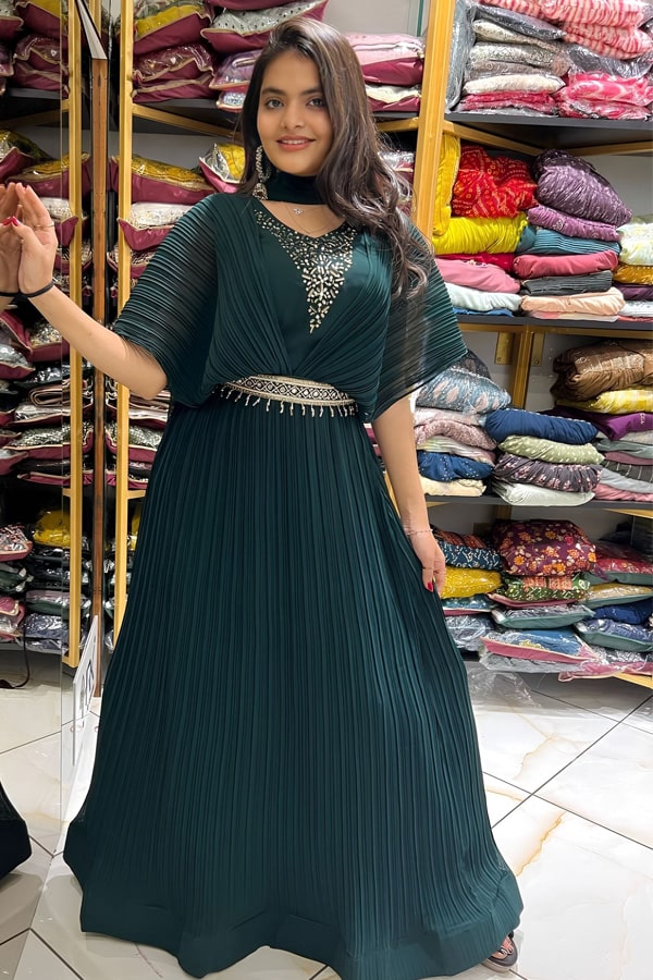 Green Anarkali South Indian Fashion Gown
