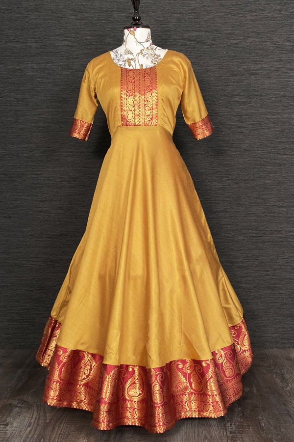 Latest Traditional Silk Gown Design For Girls