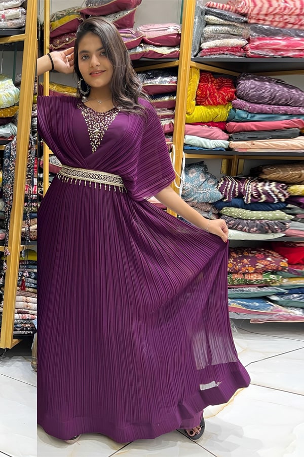 Savaan rayon Bandhani Gown