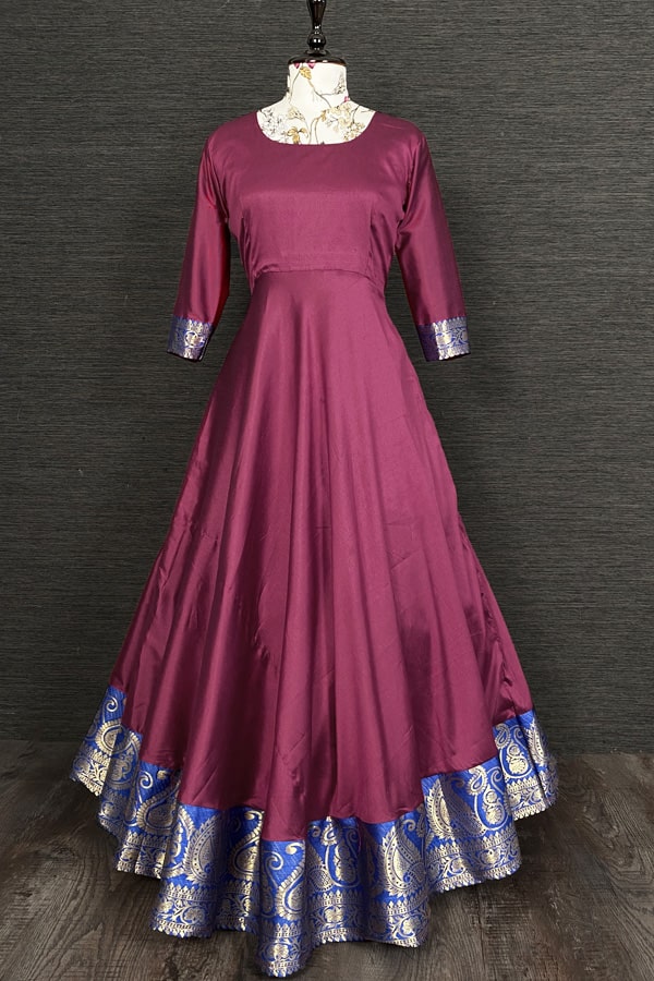 South Silk Traditional Gown with Georgette Dupatta – FashionVibes
