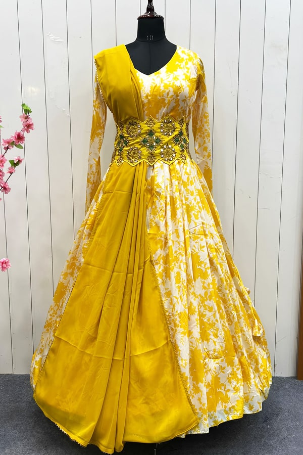 Traditional Yellow Gown For Haldi Ceremony
