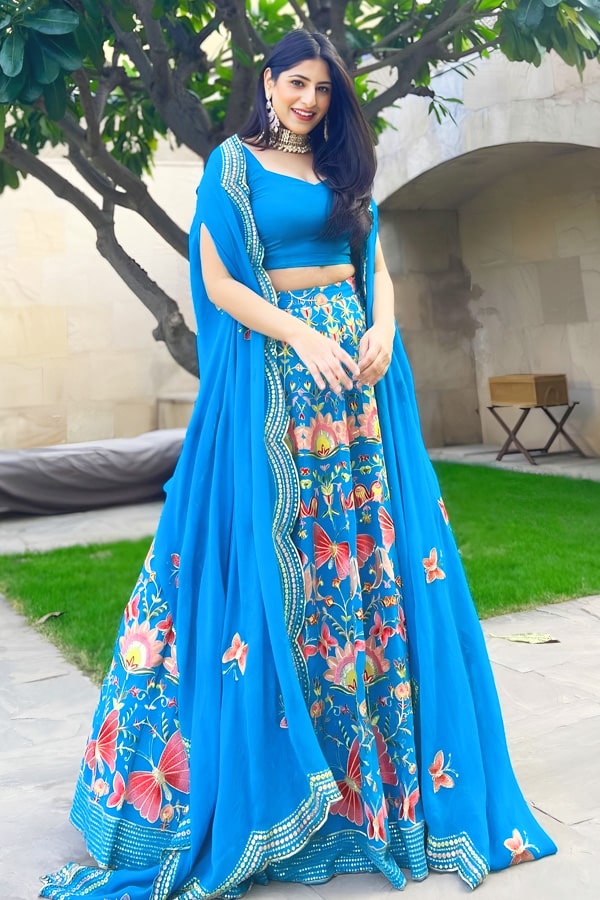 Designer Yankita Kapoor Wear Navy Blue Embroidery Work Lehenga Choli
