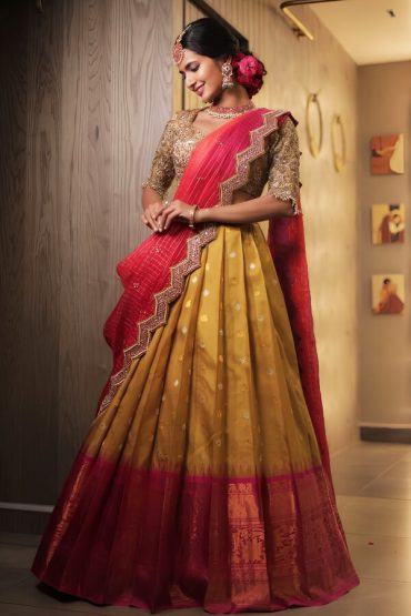 Latest Beautiful Indian Pattu Half Saree Blouse Design