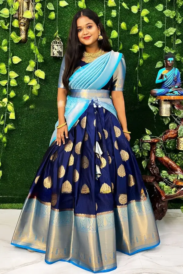 40 Elegant Half Saree Lehenga Designs For The South Indian Brides! | Lehenga  designs, Lehenga saree design, South indian bride