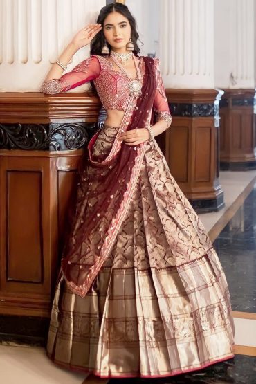Latest Half Saree Designs Pattu For Wedding