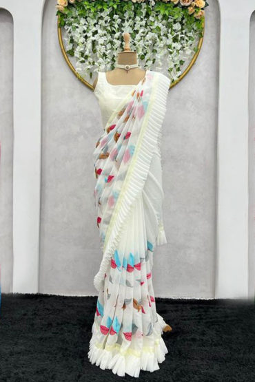 Latest Frill Style Ruffled Saree With Price For Farewell Function
