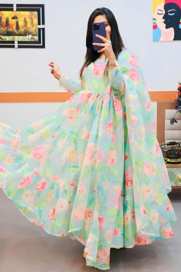 Printed Gown With Dupatta