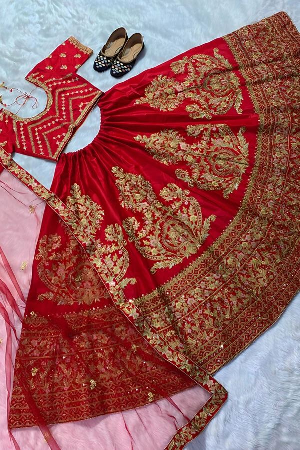 Buy Rajiramniq Gold Tissue Silk Lehenga Set Online | Aza Fashions