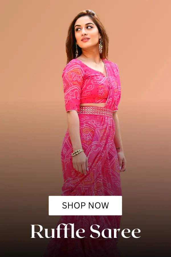 Ruffle Saree Look Banner Anaya Designer Studio | Sarees, Gowns and Lehenga Choli