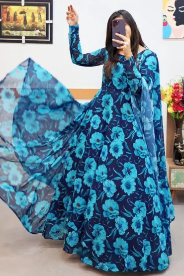 Traditional Anarkali Floral Gown For Women