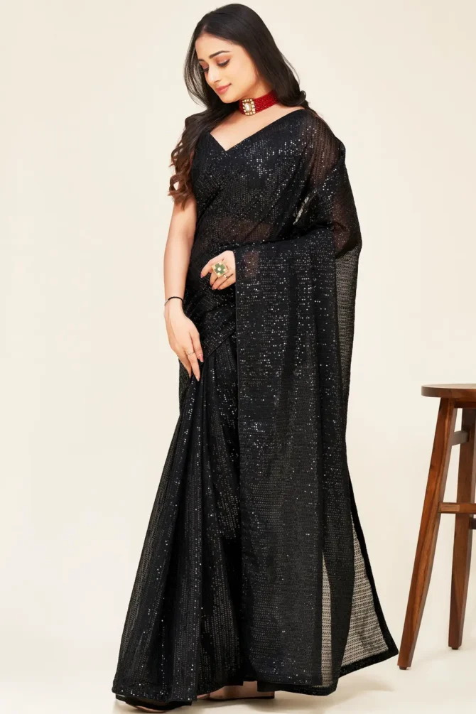 Black Saree For Cocktail Party