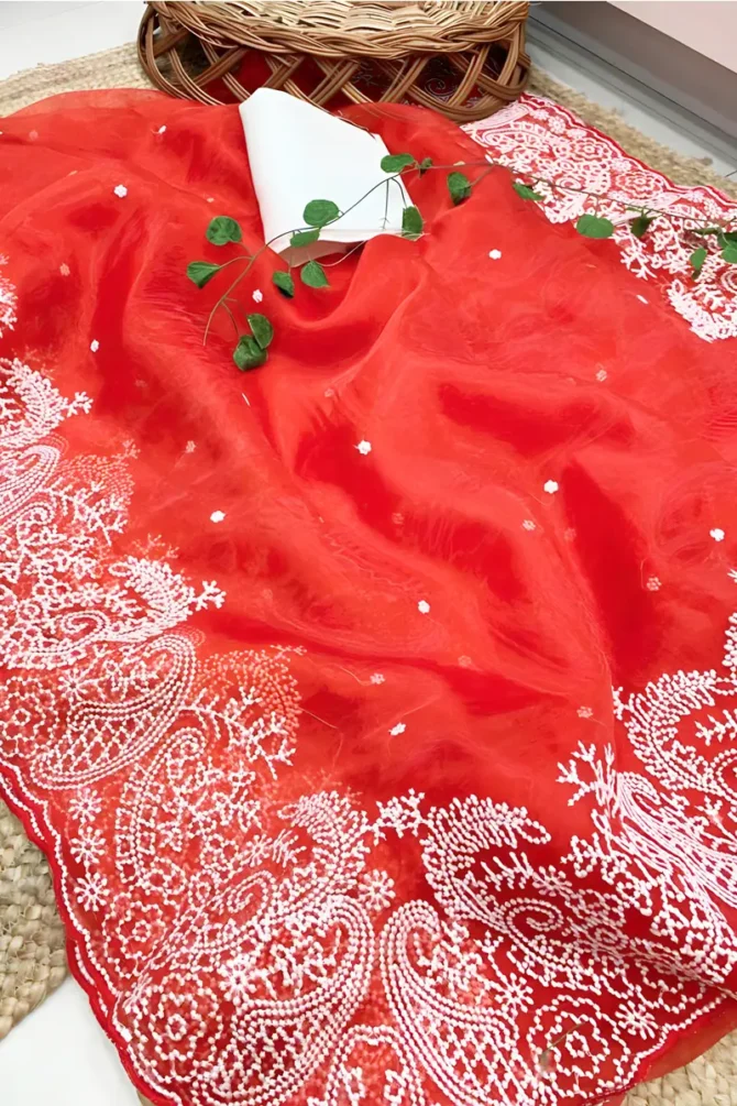 Red Saree For Karwa Chauth Online Shopping