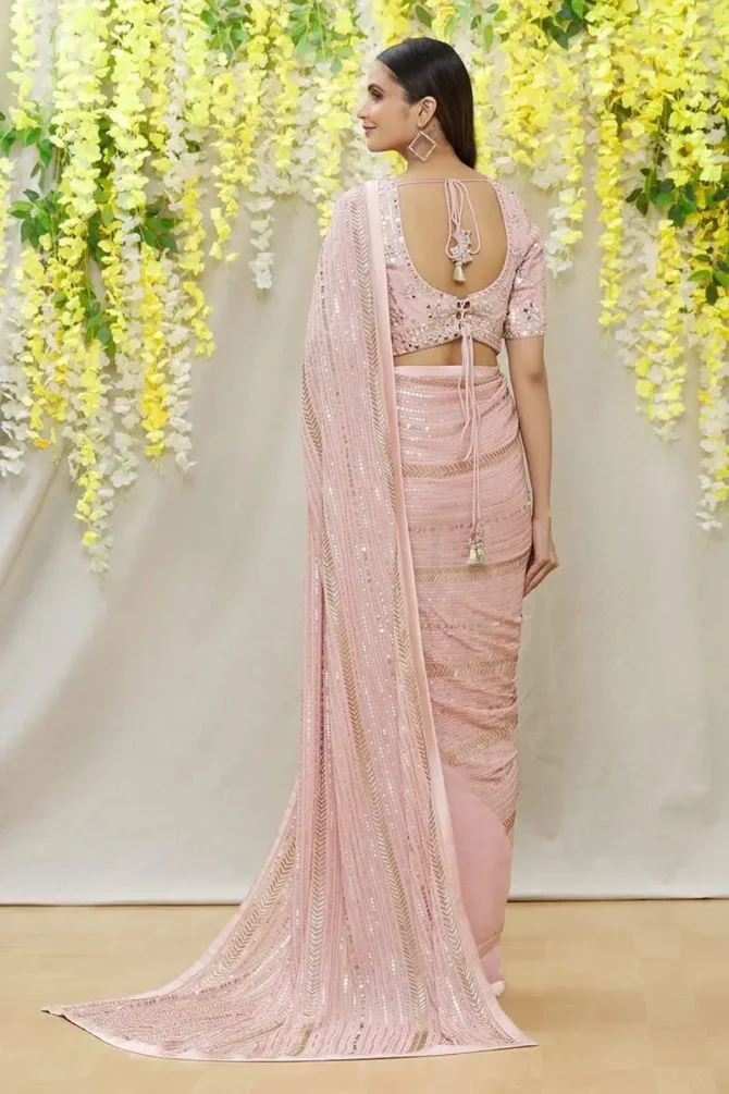 baby pink saree for farewell