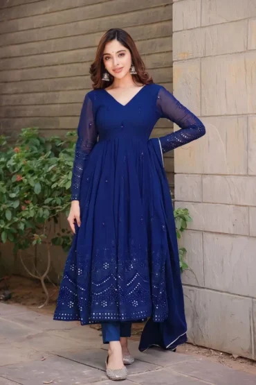 blue gown with dupatta