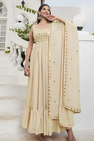 sleeveless gown with dupatta