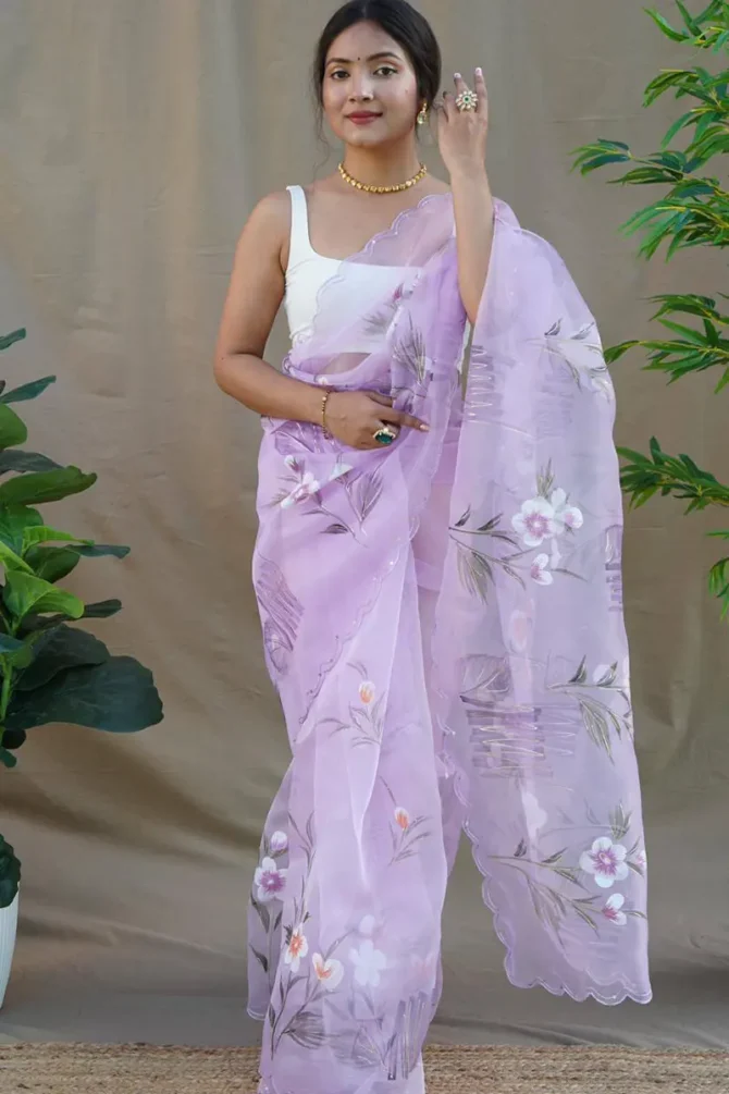 Soft Organza Silk Saree For Wedding Guest