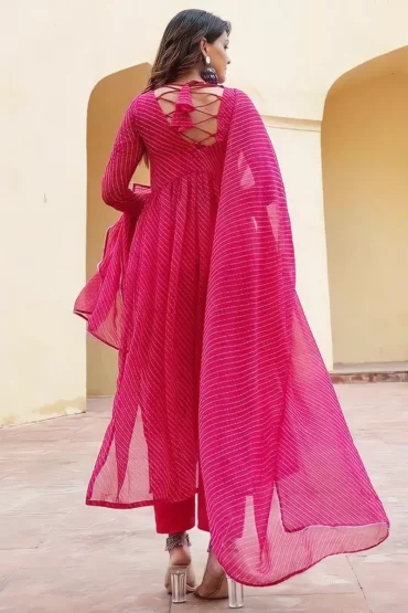 pink color gown for raksha bandhan