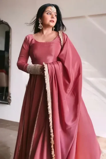 dusty pink gown for raksha bandhan