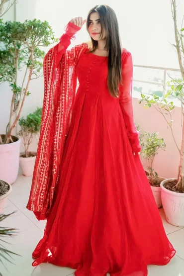 red gown for karva chauth