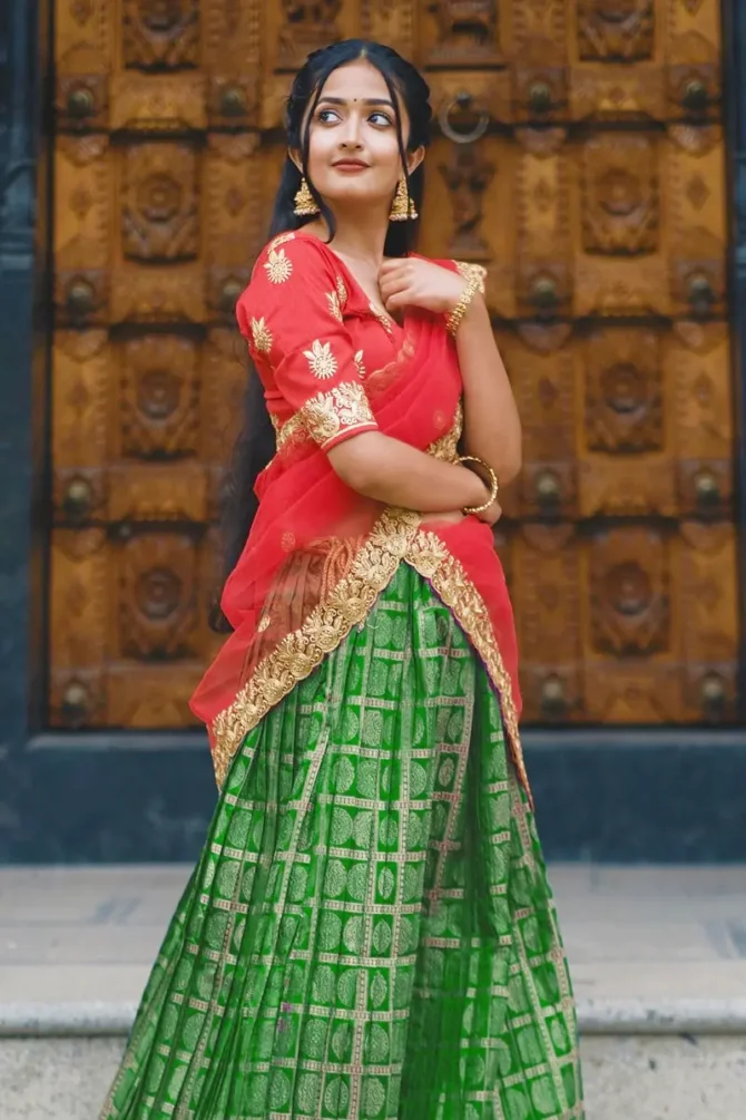 traditional pattu half saree models