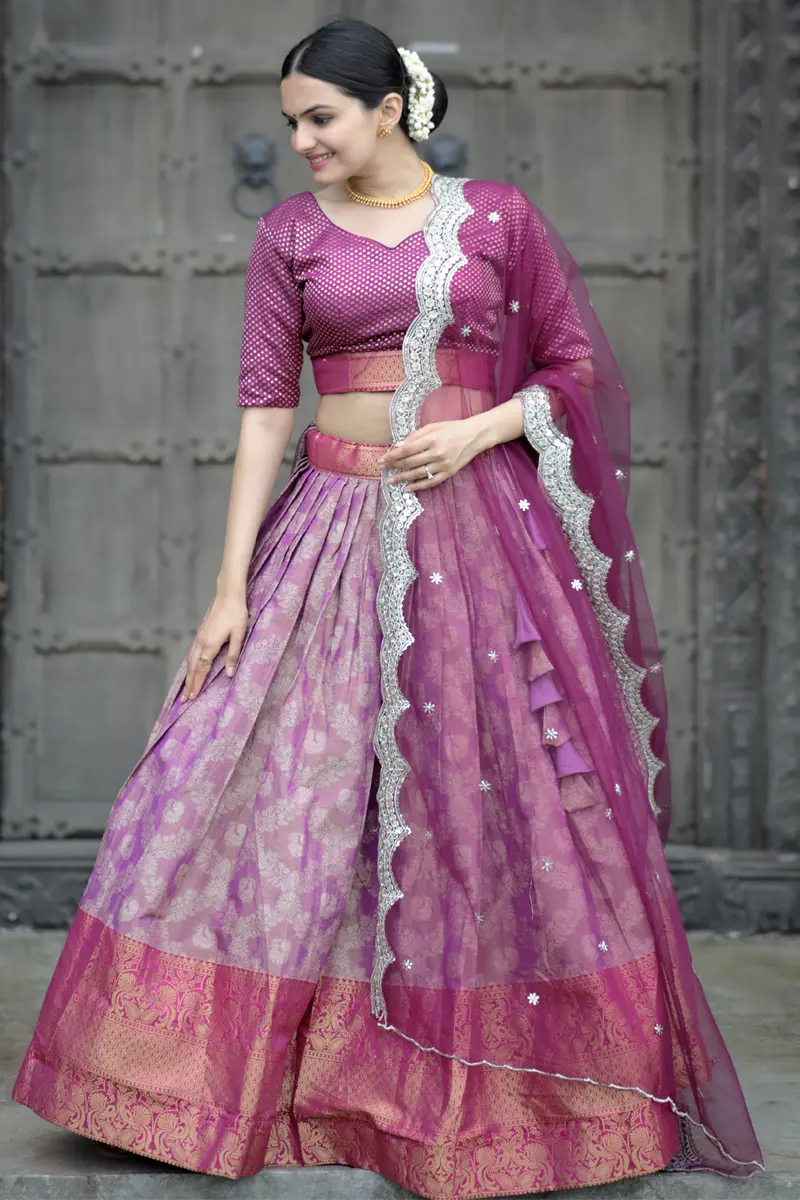 Pure South Indian Half Saree Style Lehenga Choli With Voni – Shopgarb Store-anthinhphatland.vn