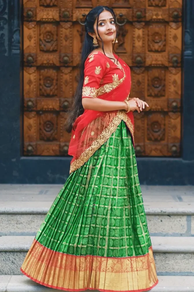 pattu half saree Anaya Designer Studio | Sarees, Gowns and Lehenga Choli