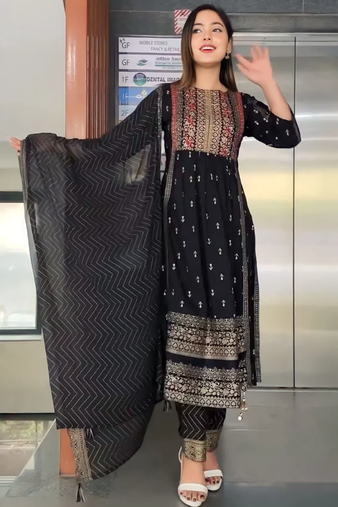 traditional anarkali gown with dupatta