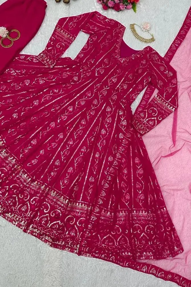 pink color gown for women