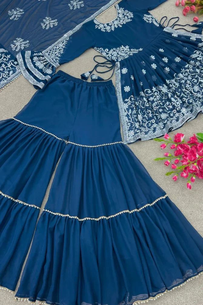 teal color sharara set for women Anaya Designer Studio | Sarees, Gowns and Lehenga Choli